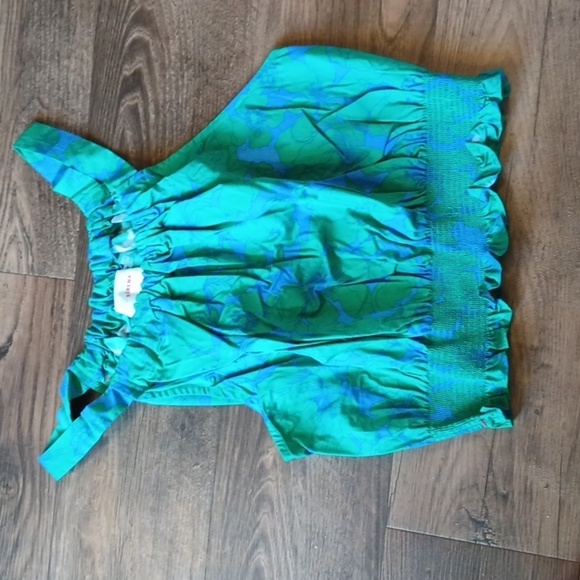 Xírens Blue and Green Floral Ruched Tank TTT - Picture 1 of 4
